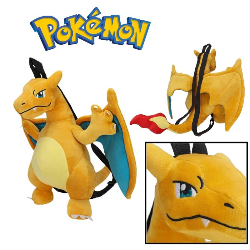 Cute Cartoon Backpack With Gengui And Charizard For Kids, Plush Toy Bag For Kindergarten