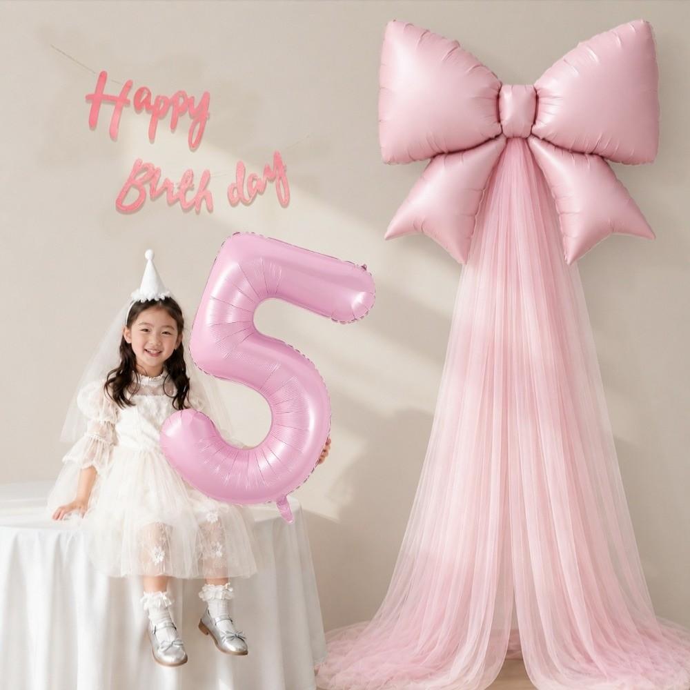 40 Inch Large Number Balloon Set DIY Bowknot Design Foil Balloon Set  Photo Props