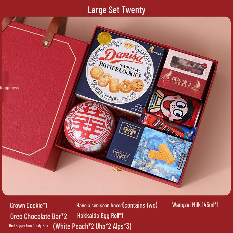 Elegant Wedding Candy Favor Box Set with Biscuits and Sweets