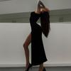 Fashionable Women's Slim Fit Long Dress Sleeveless Round Neck Split Knee Length Cross-Border Elegant Gown Empire Waist
