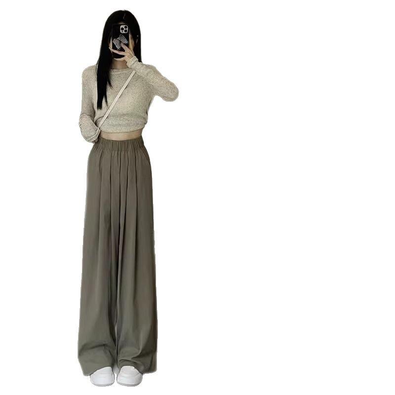 High-Waisted Drapey Women's Slimming Wide-Leg Floor-Length Summer Pants