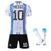 Kids Argentina Messi Football Jersey Set - Youth Soccer Uniform Kit, Breathable Quick-Dry Fabric, Children Training Match Outfit