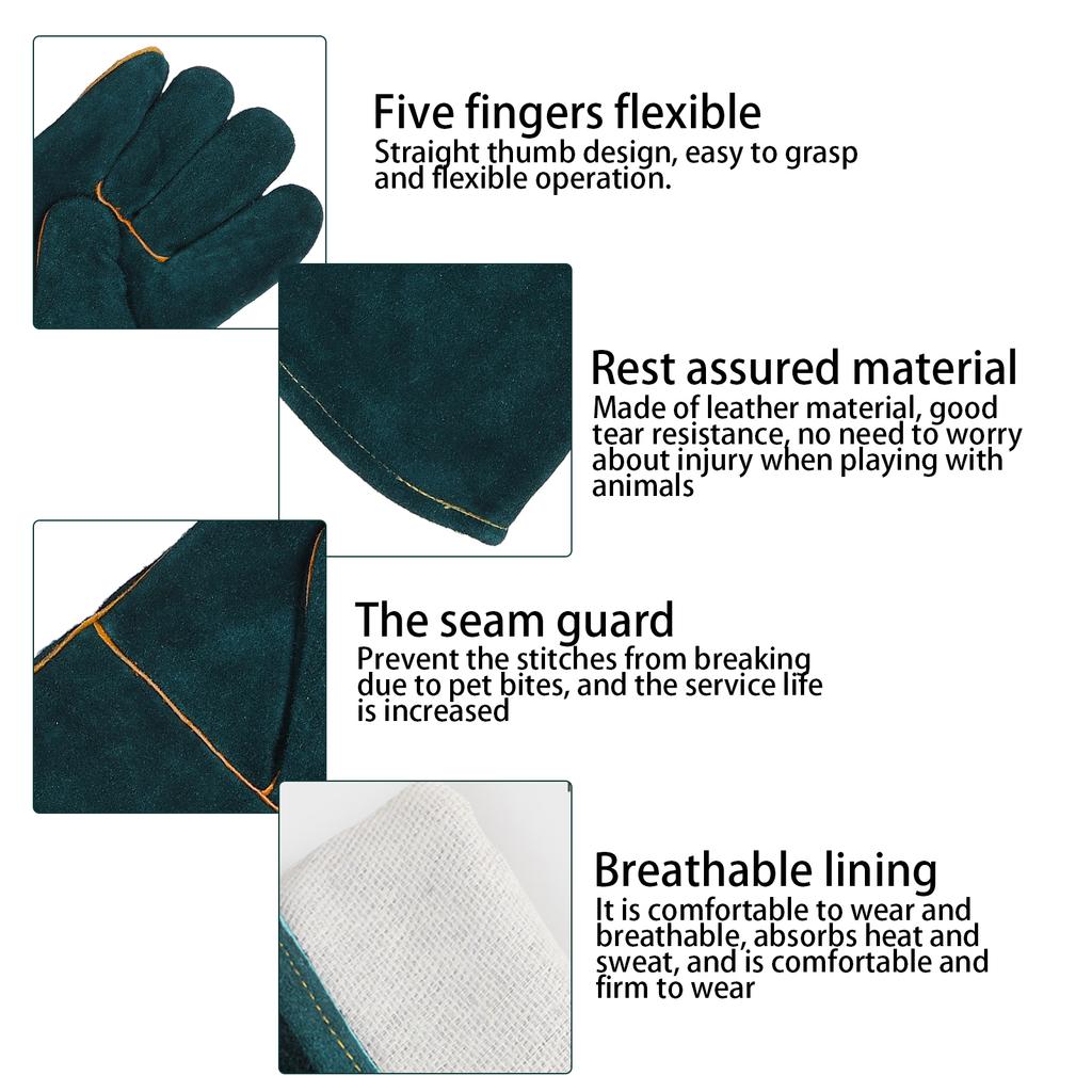 Rukavice proti pokousání pro manipulaci se zvířaty Výcvikové rukavice pro psy odolné proti poškrábání pro hady plazů(S )