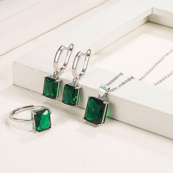 4Pcs/Set Finger Ring Rectangle Shape Shiny Charming Cubic Zirconia Vintage Pendant Dress Up Anti-rust