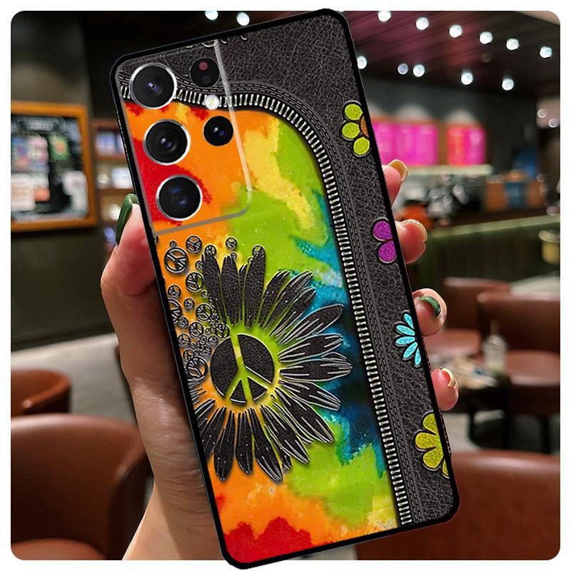 Hippie Daisy Tie-dye Flower Peace Case For Samsung Galaxy S23 S21 Ultra S20 FE S9 S10 Plus Note 10 20 S22 Ultra Fundas Coque