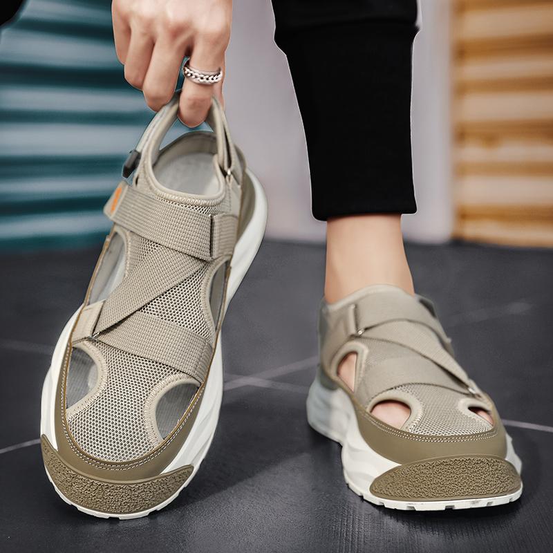 Men's Anti Slip Wear-resistant Fashionable Sports Sandals Thick Soled Breathable Mesh Perforated Shoes Men's Shoes Trendy Shoes