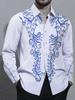 Men's Stand Collar Striped Long Sleeve Shirt, Stylish Casual Top
