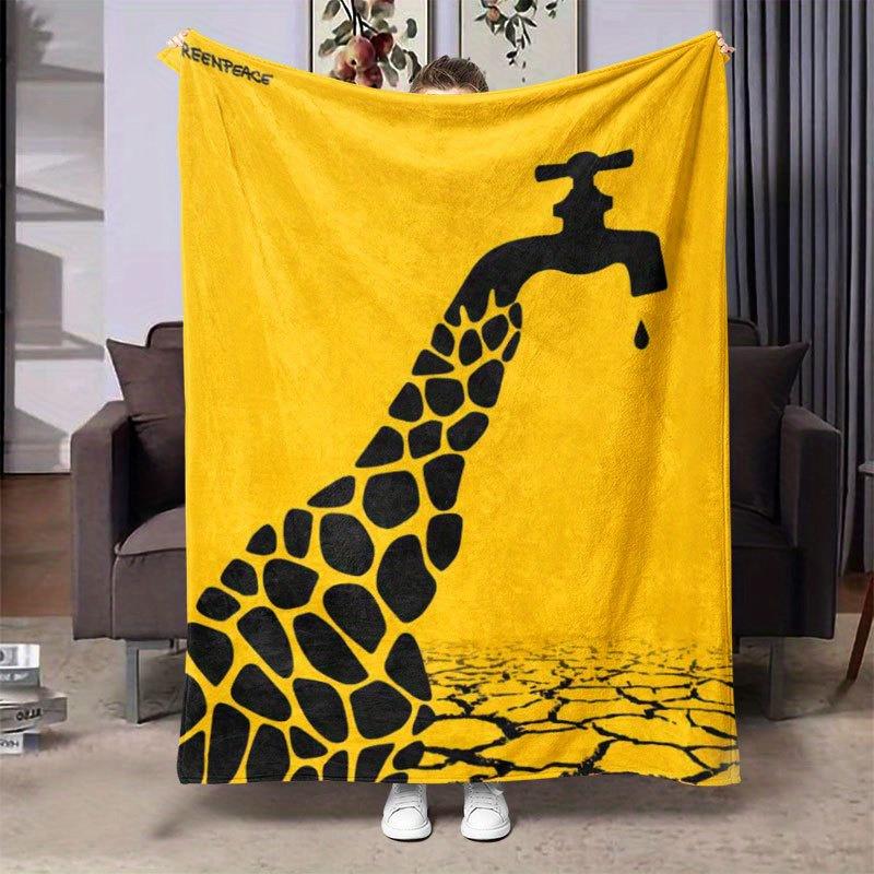 

Black and yellow spotted giraffe Flannel printed blanket suitable for all seasons suitable for living room office sofa travel 75x90cm