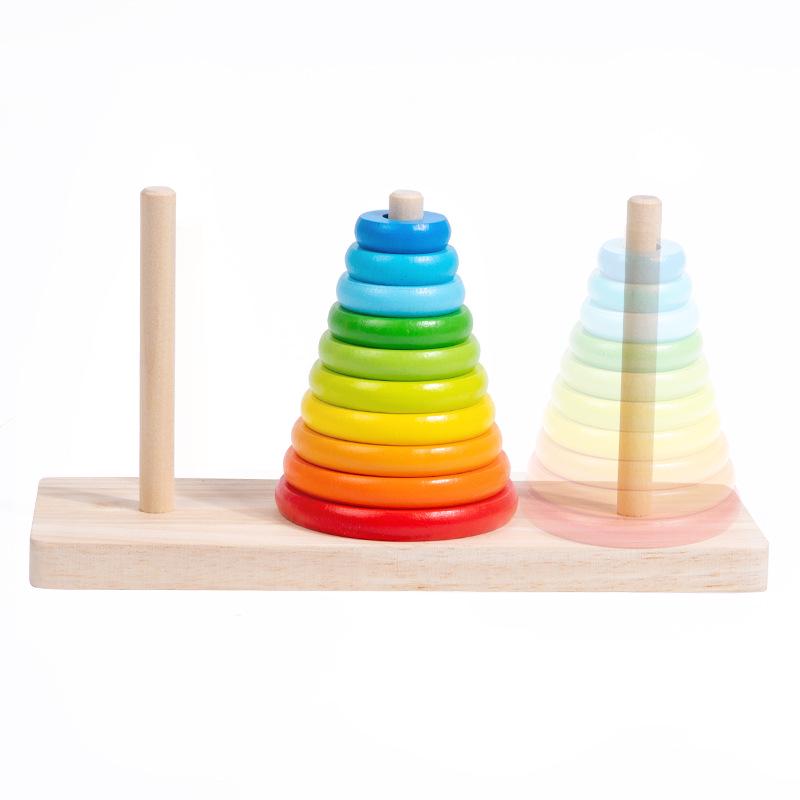 Hanoi Tower 8-10 Layer Wooden Toy for Developing Children's Logical Thinking and Intelligence