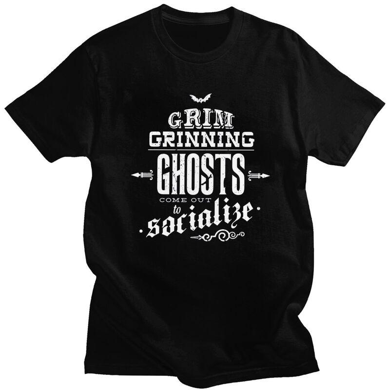 Custom Haunted Mansion Grim Grinning Ghosts Tshirts for Men Short Sleeves T Shirt Cool T-shirts Slim Fit 100% Cotton Tee Gift... S разноцветный