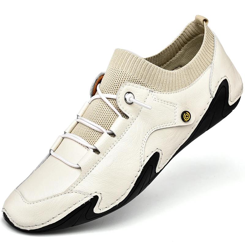 Pánské ležérní boty PU kůže tenisky outdoorové sportovní boty prodyšné boty na řízení designové mokasíny pro muže velká velikost 46