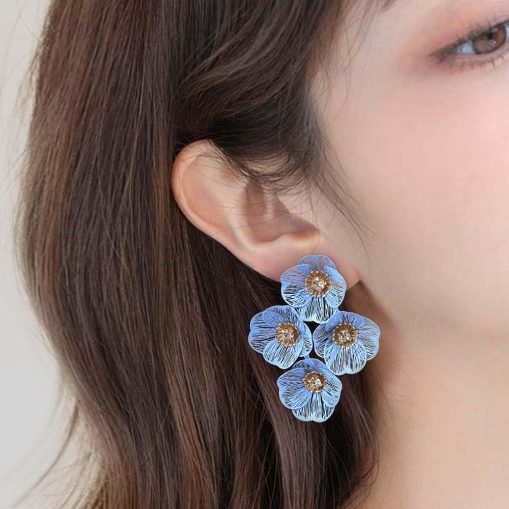 Luxury Exaggerated Flower Ear Drop Zinc Zinc Alloy Long Dangle Earrings Floral Tassel Earrings  Banquet