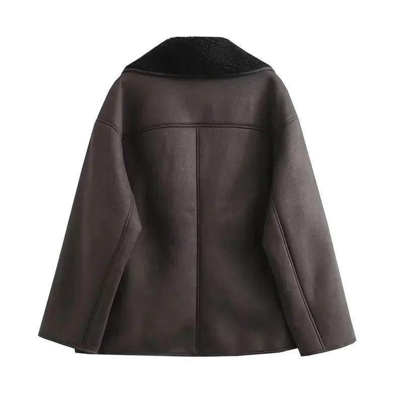 Spring and Winter Velvet Coat Faux Leather Jacket Top Lapel Loose Fashion Casual Style Warm Coat