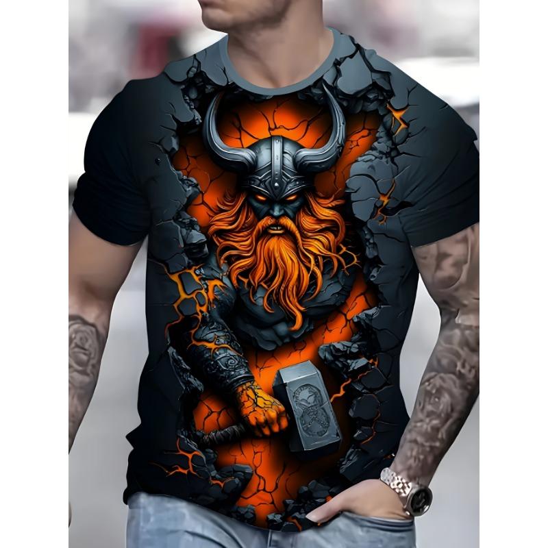 Men's Vibrant 3D Abstract Swirl T-Shirt - Colorful Artistic Pattern, Casual Polyester Knit