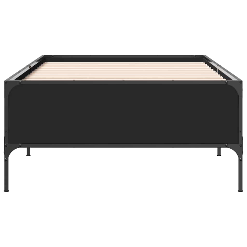 Bed Frame Black 90 x 200 cm Particleboard and Metal