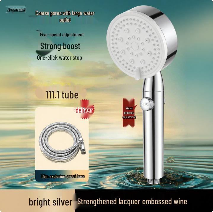 High-Pressure Shower Head with One-Button Water Stop & Filtration