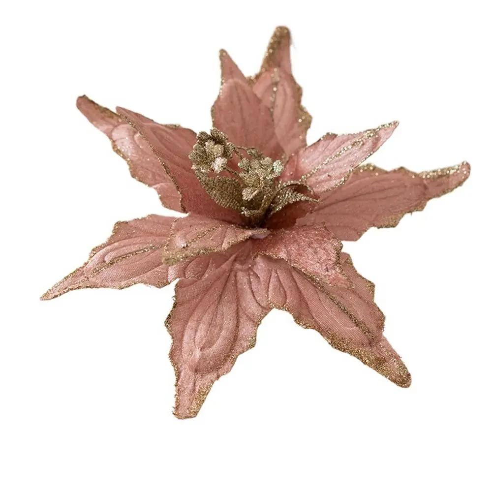 Artificial Christmas Tree Flowers Blue Brown Pink Flower for Christmas Tree Realistic Christmas Decorations New Year Flower
