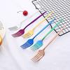 6Pcs Colorful Cutlery Set Stainless Steel Dinner Fork Set Dessert Cake Fork Fruit Salad Fork Tableware Set Kitchen Flatware Set
