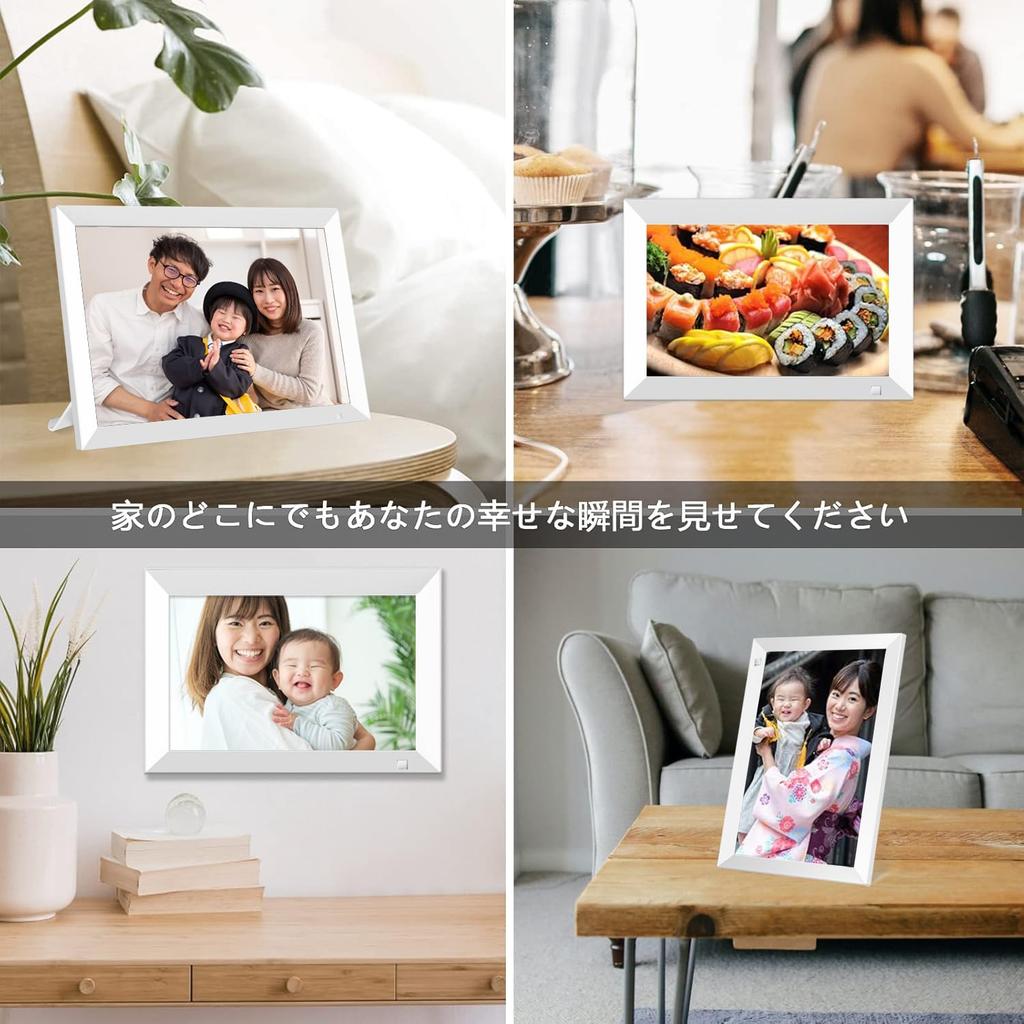 10.1-inch Digital Photo Frame, Multifunctional WiFi, Music/Video Transfer, Remote Touchscreen, Motion Sensor, Calendar, Automatic On/Off, Digital Albu