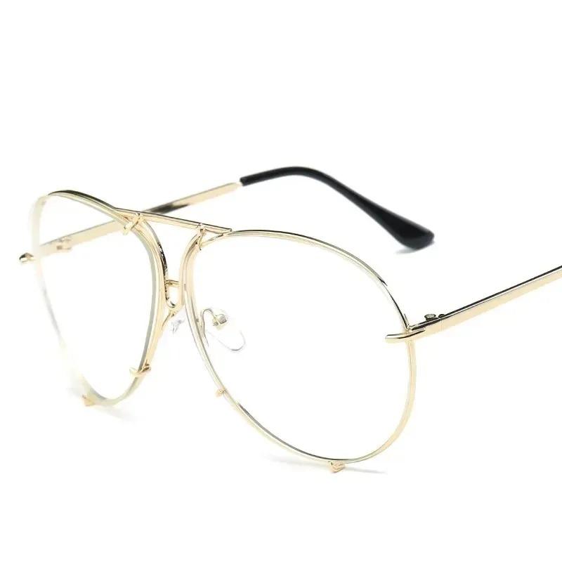 Vintage Rimless Alloy Aviation Pilot Sunglasses for Men Women Brand Gradient Sun Glasses Female Metal Oval Shades Black Brown