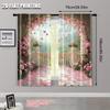 2pcs   Spring Summer Curtains Roses Balcony Mountain Butterfly View Light Filtering Sheer Curtains Versatile Polyester Fabric