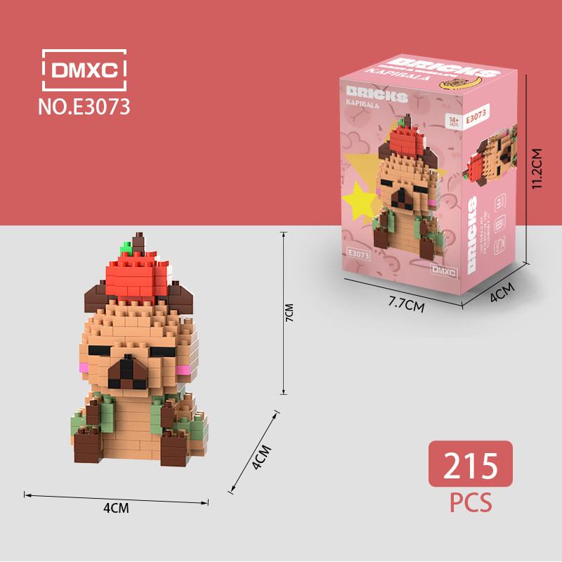 Cute Cartoon Capybara Burger Orange Assembly Building Block Toy Children