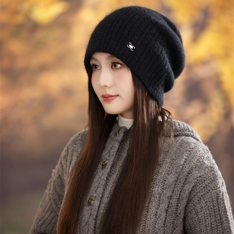 Knitted Thermal Hat Autumn and Winter Rabbit Fur Blended Women's Pullover Stacking Hat