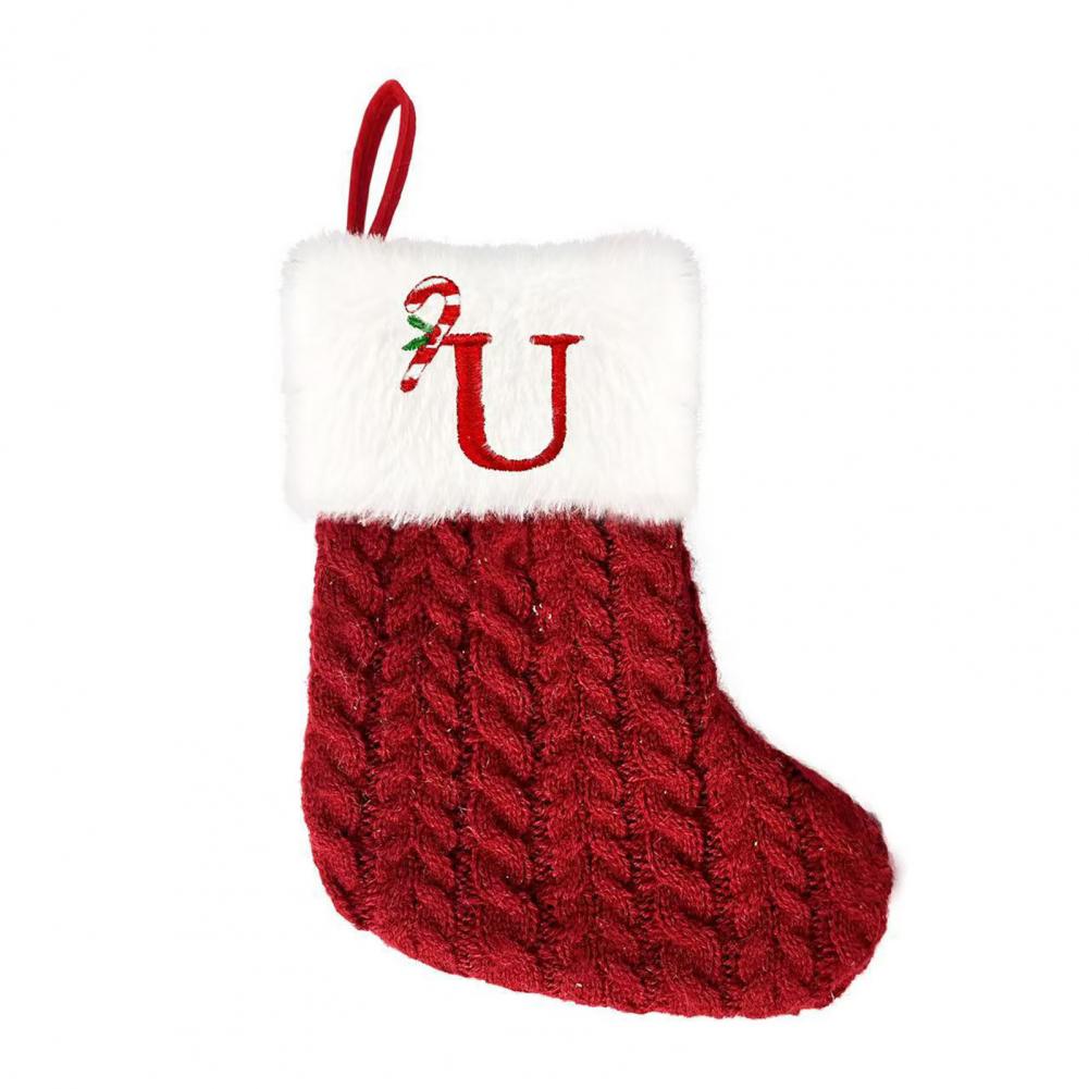 Christmas Stockings Decorative Letter Knitted Sock Hanging Decoration Easy to Hang Festive Christmas Tree Decor