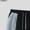 INCERUN Men Drawstring Elastic Waist Furry Patchwork Home Wear Mini Shorts