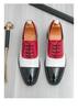 Herrskor i läder, formella, slip-on loafers, kontrasterande färger, stora storlekar, idealiska för vår och höst.