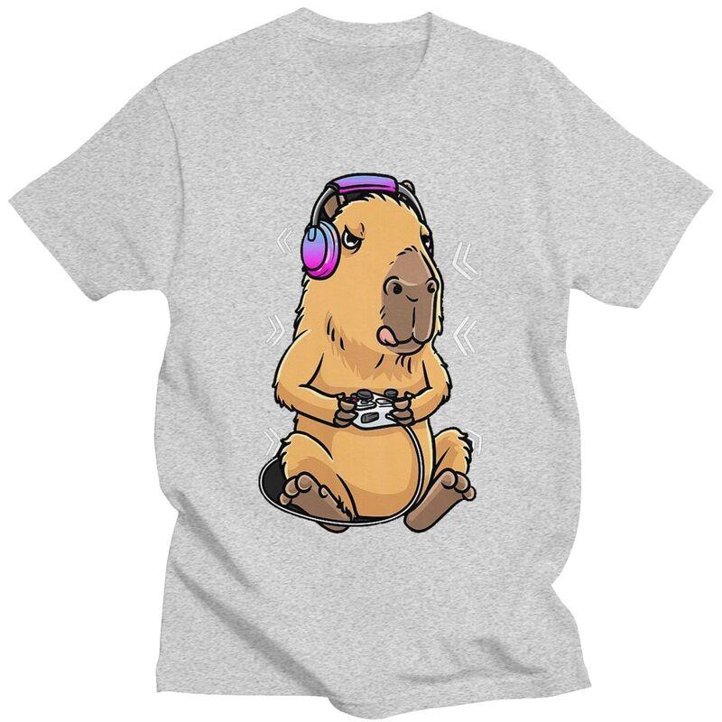 Custom Capybara Giant Cavy Rodent Gamer Gaming T Shirt for Men Pure Cotton Tshirt Leisure Tees Tshirt Clothing