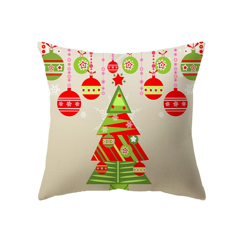 Merry Christmas Cute Santa Elk Print Pattern Cushion Cover Home Living Room Sofa Decoration Square Pillow Pillow Cover