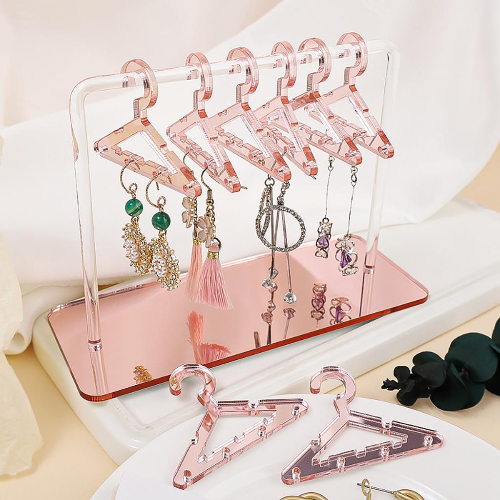 Hanging Hanger-Shaped Earring Organizer Rack Acrylic Earring Bracelet Choker Storage Display Holder with 8pcs Hangers