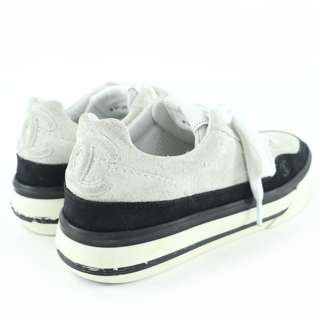 Very Good CHANEL Low cut sneakers COCO Mark Lace-up Suede Leather 36 G45208 Used