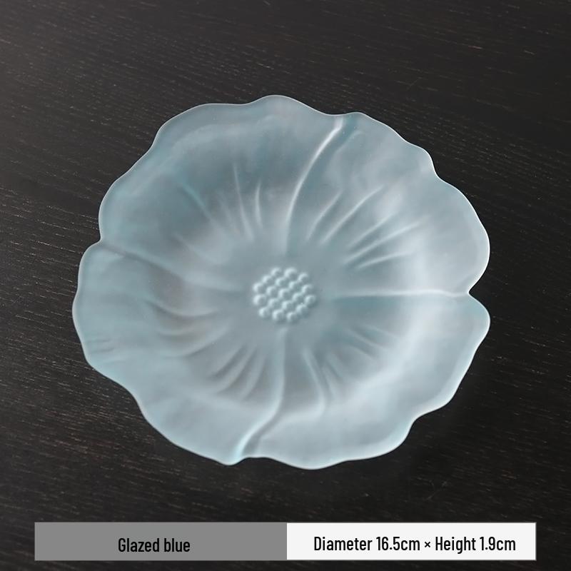 Frosted Crystal Glass Tea Tray: Petal-Shaped Dessert & Fruit Plate for Japanese Gongfu Ceremony.