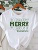 (Asian Size) New Year Tee Merry Christmas Festival O-neck Clothing Women's Top T Letter Style Trend Print Fashion Ladies Graphic T-shirts