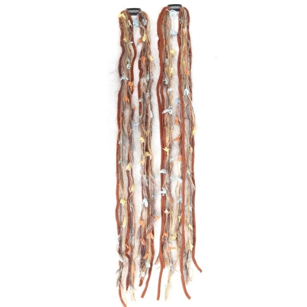 2pcs Ethnic Hair Gradient Color Dreadlock Braids Long Clips in Hair Extensions Festival