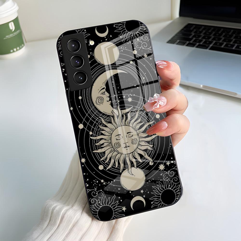 Yinuoda Funny Sun Moon Face Phone Case For Samsung A56 A36 A26 A16 A15 A25 A35 A55 A14 A34 A24 A54 Glass Case