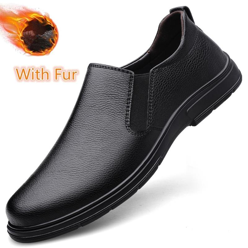 Fashion Mens Autumn Winter Casual Leather Business Shoes Male Classic Comfortable Loafers Fashion Simple Men Slip on Flat Designer Shoes