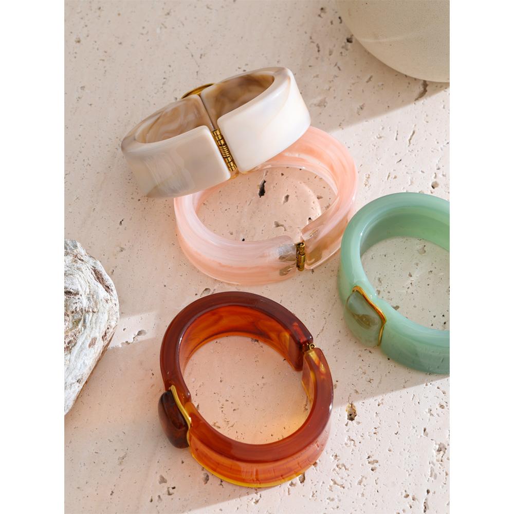 Eetit 63mm Grün Rosa Beige Bernstein Acryl Breitarmreif Armspange Wasserdicht Mode Sommer Attraktiver Schmuck Großhandel