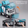 1:18 Electric Sanitation Garbage Truck Toy Cars Model Alloy Water Tanker Diecast Light Sound Vehicle Children's Educational Toys