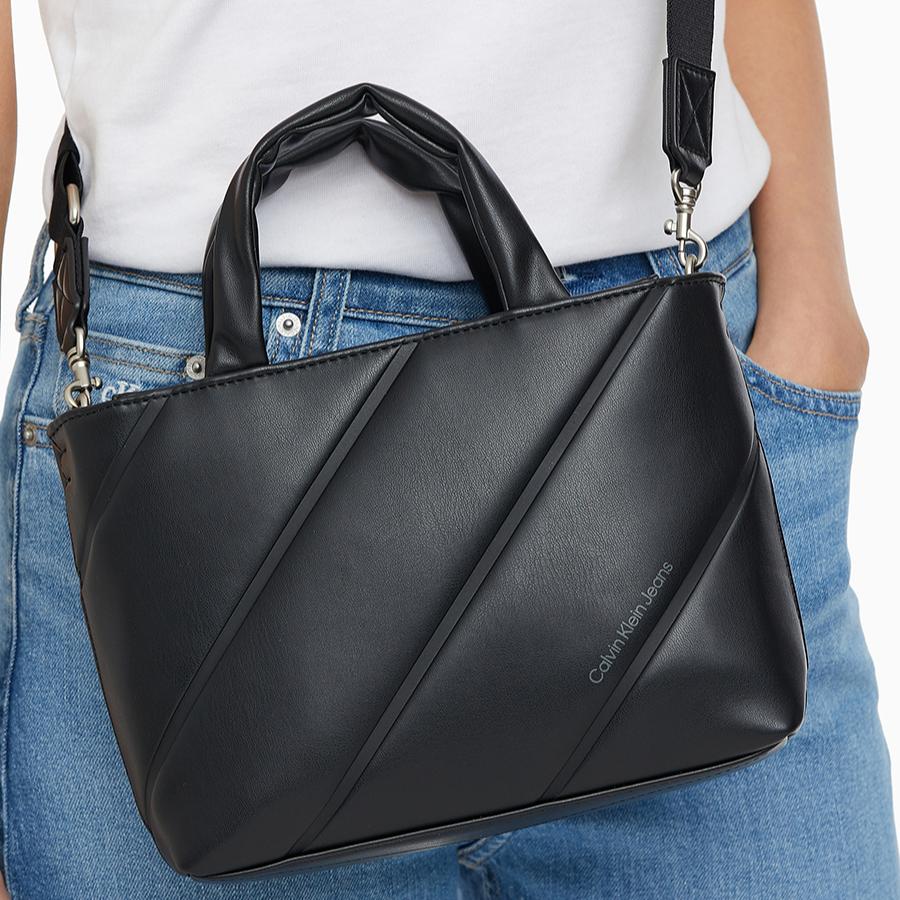 New CALVIN KLEIN Synthetic Material Detachable Shoulder Strap, One Shoulder Handbag, Tote Bag Women's Space Black DH3568-001