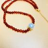 S925 Silver Red Agate & Pearl Tower Necklace - Light Luxury Chinese Style Women's Fashion