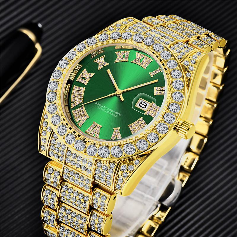 Men Genuine Big Brand Designer Watches Luxury Diamond Golden Fashion Alloy Band Calendar Quartz Gifts Watch Silver Reloj Hombre