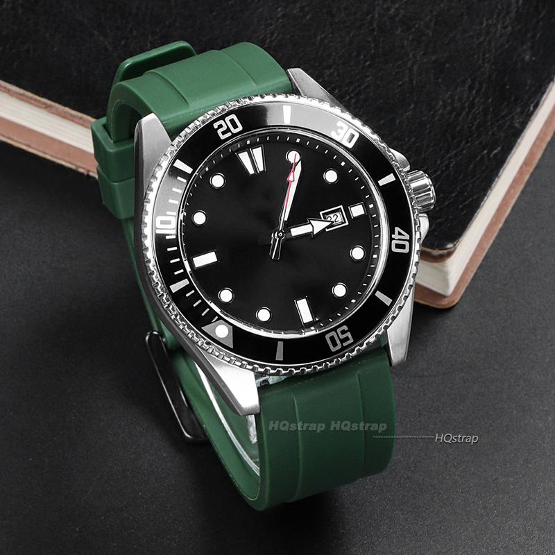 Wasserdichtes Gummi-Uhrenarmband für Seiko TPU-Armband für Rolex Schnellverschluss Silikon-Schmetterlingsschließe Taucherarmband 20mm 22mm 24mm