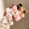Cartoon Pilot Bear Keychain Hanging Rope Stuffed Animal Pendant Lovely Plush Bear Key Ring  Women