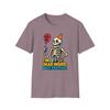 Unisex Softstyle T-Shirt Cocky Skeleton Party Screaming Balloon Halloween Fall