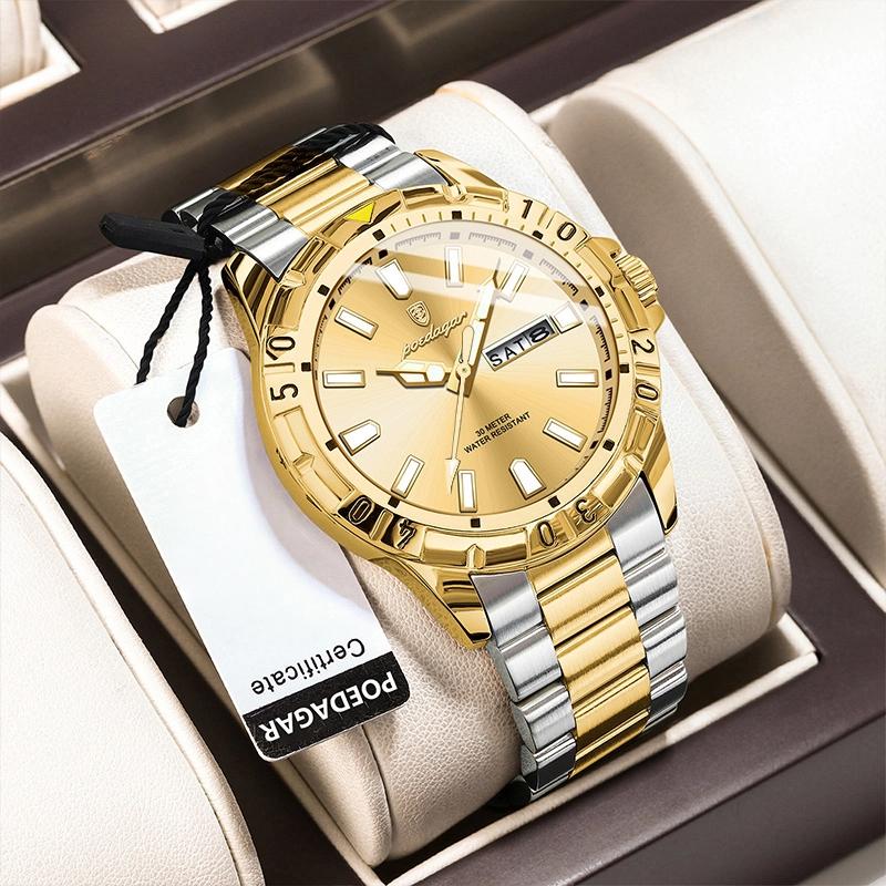 Luxury Man Watch Waterproof Luminous Date Week Men Watch Casual Male Clock Stainless Steel Sports Men's Quartz Watches