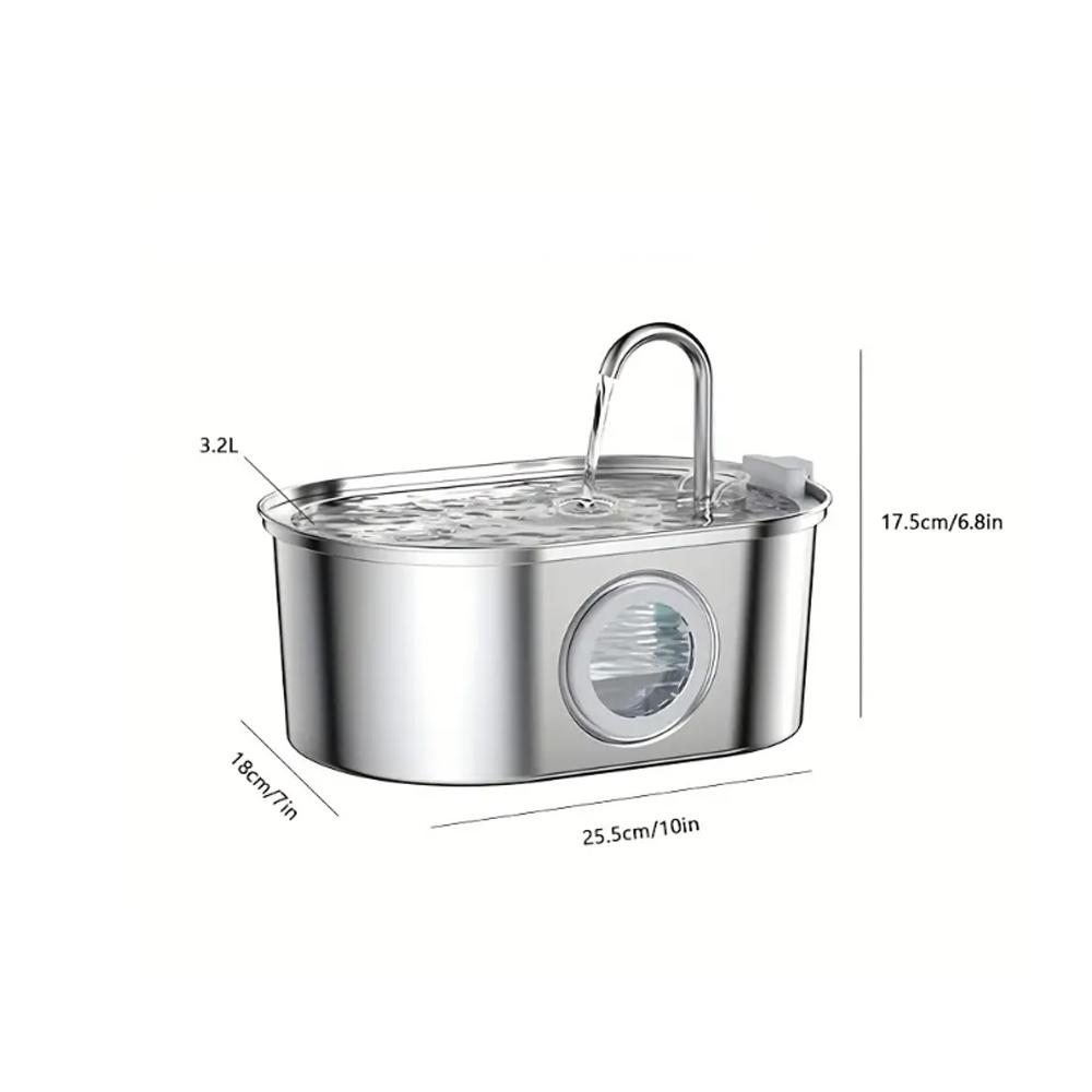 3.2L stainless steel cat water dispenser window has water level which can be observed suitable for many cats and dogs