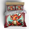 Cute Christmas Dragon Design Bedding Duvet Cover Set  (1*Duvet Cover 2*Pillowcases, without duvet insert)